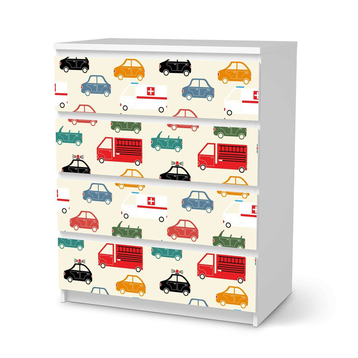 Folie IKEA Malm Kommode 4 Schubladen - Cars - CR105574