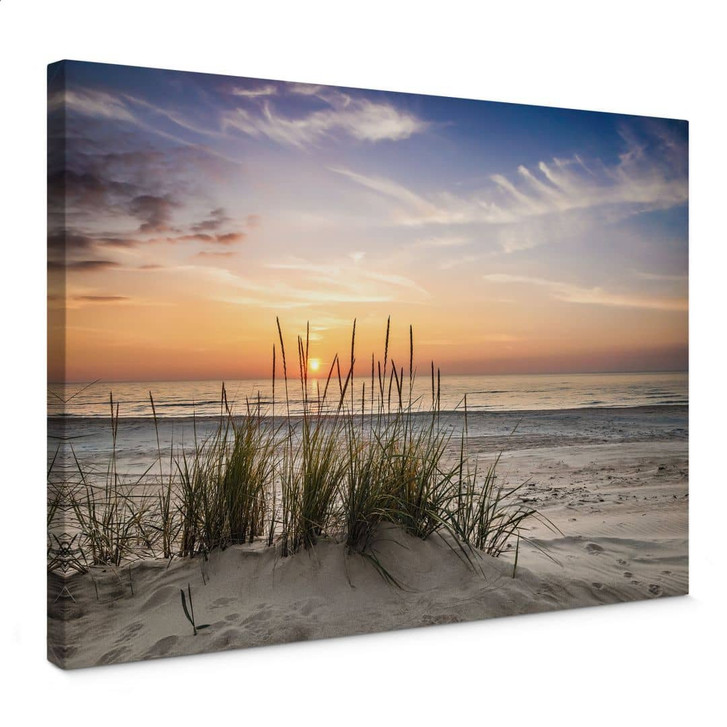 Leinwandbild Düne am Strand bei Sonnenuntergang - WA404716