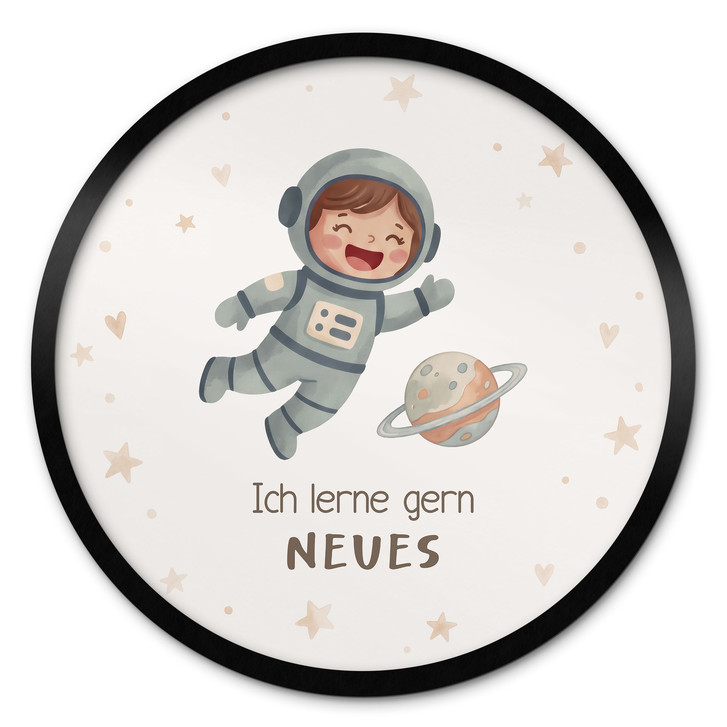 Rundes Affirmationsposter mit Astronautin - 