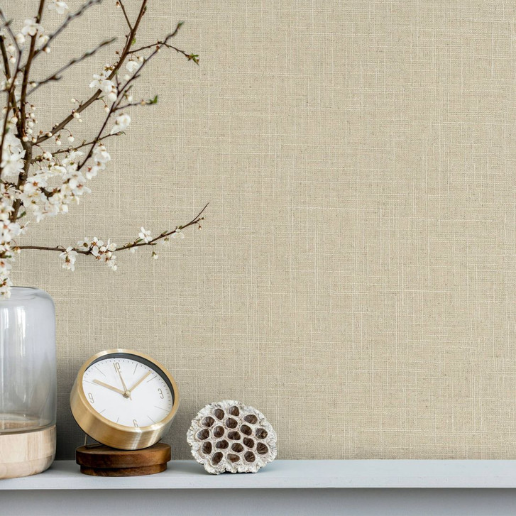 Vliestapete in textilem Uni Look beige Uni - WA444811