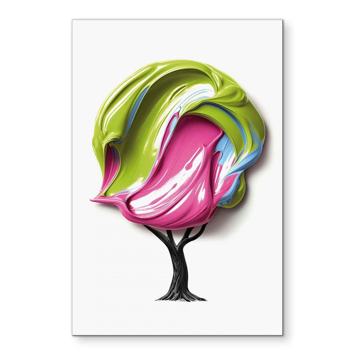 Wandbild Baum mit bunter 3D-Krone - Mielu - Alu-Dibond - WA458538