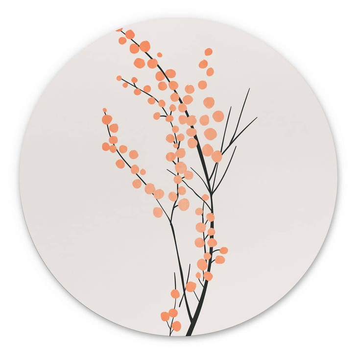 Wandbild Pfirsichfarbene Kirschblüten - Kubistika - Alu-Dibond - Rund - WA395129