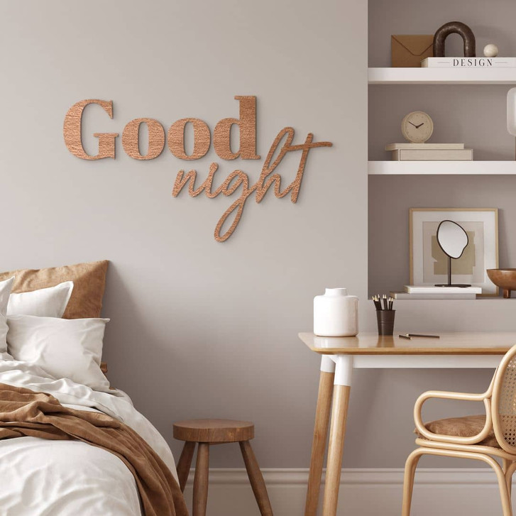 3D Holz Schriftzug für das Schlafzimmer - Good Night - Mahagoni - WA417130