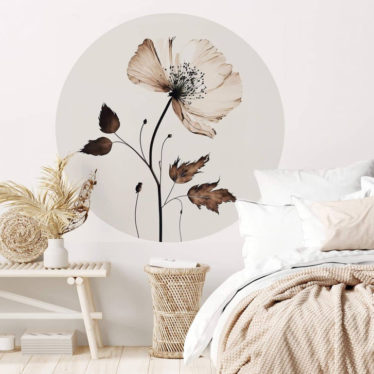 Blumen Wandtattoo - Trockenblüte in Creme - Rund - Treechild - WA413031