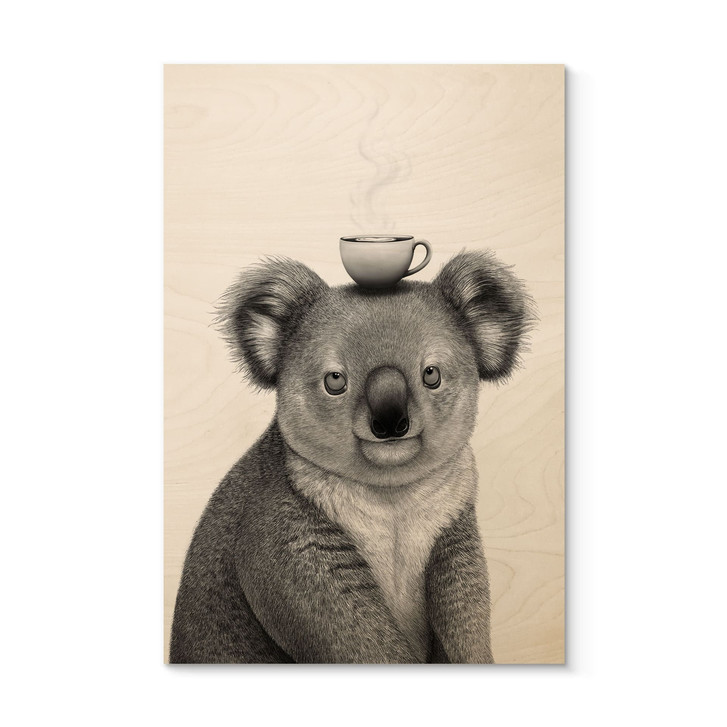 Holzbild Koalabär mit Kaffee - Korenkova - WA513291