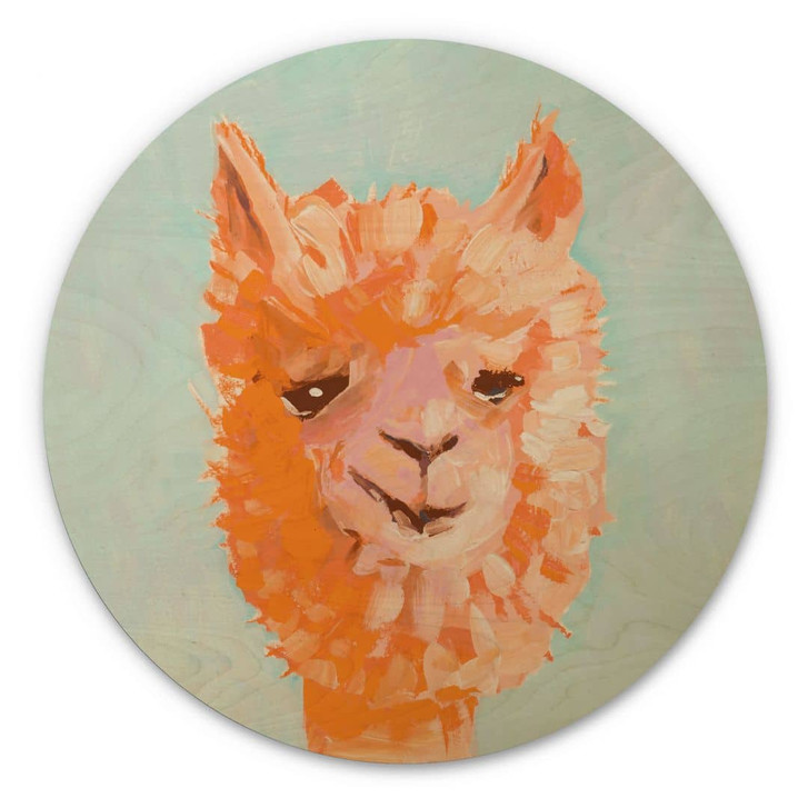 Holzbild Oranges Alpaca - Zwara - Rund - WA425038