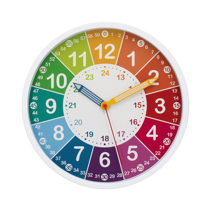 Lernuhr für Kinder Regenbogen | Wanduhr mit Lernzifferblatt | bunt, Ø25 cm - WA511666