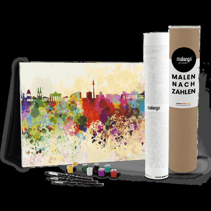Malen nach Zahlen Leinwandbild - Berlin Skyline bunt - WA446786