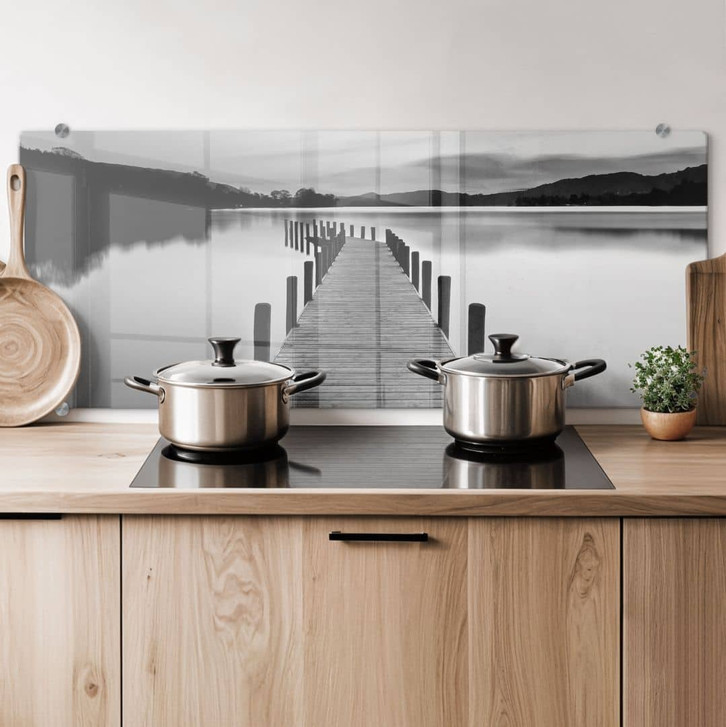 Spritzschutz Seepanorama - schwarz/weiss - WA179441