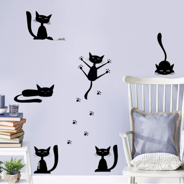 Wandsticker Schwarze Kater Set - WA202635