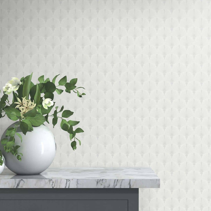 Fächertapete, Vliestapete Erismann Versailles weiss, silber - WA397555