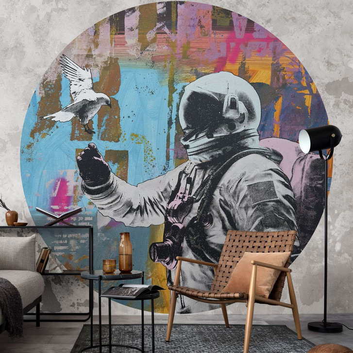 Fototapete Astronaut mit Taube - Kuryliuk - Rund - Selbstklebend/Vlies - WA434273