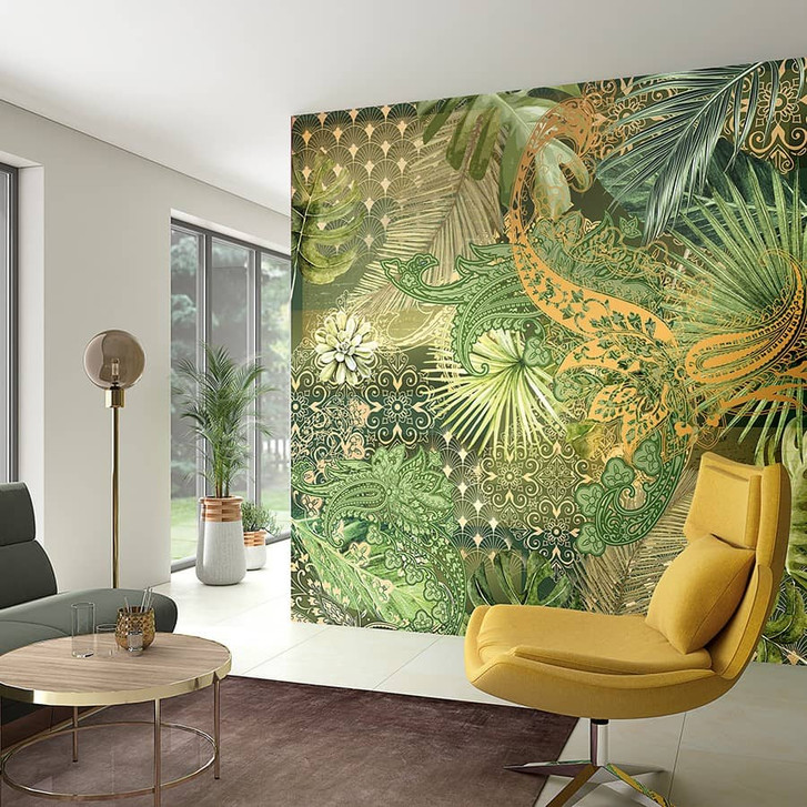 Fototapete mit abstraktem Blumenmotiv, Orange Floral 3.40 x 3.18 m - WA448863