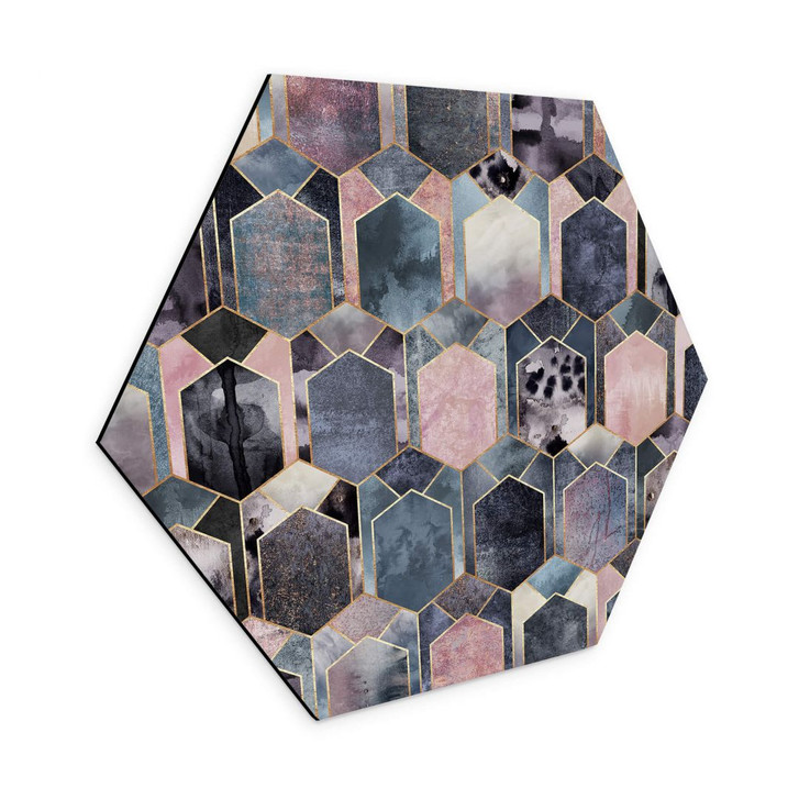 Hexagon Wandbild Fredriksson - Art Deco - Traum in Rosé und Gold - Alu-Dibond - WA354715