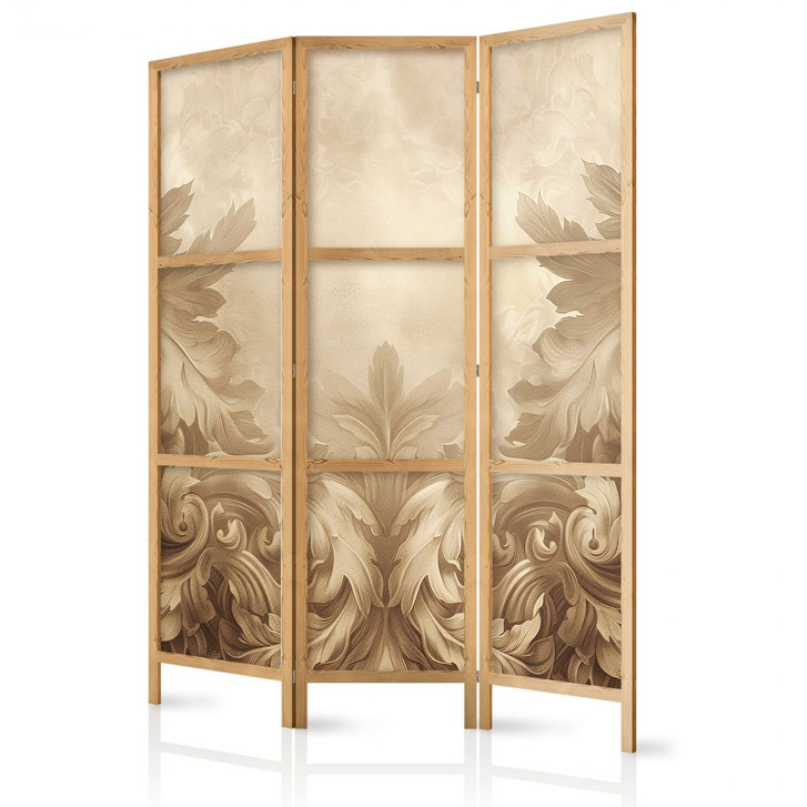 Japanischer Paravent, Raumteiler freistehend, Trennwand - Stone Baroque Ornaments: Gray-Blue Shades - WA455146
