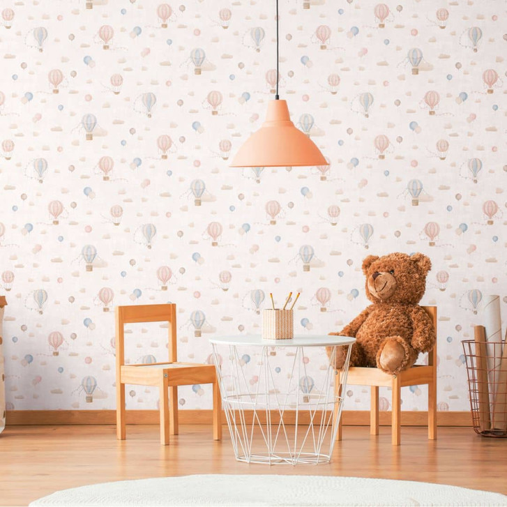 Kindertapete Heissluftballons Rosa Blau - Wolken Vliestapete - WA465320