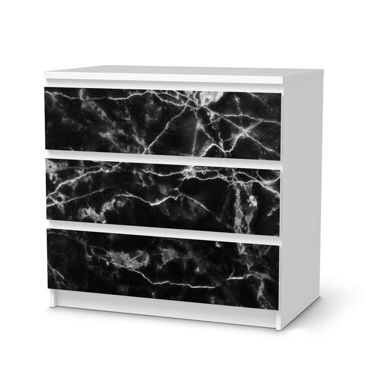 Klebefolie IKEA Malm Kommode 3 Schubladen - Marmor schwarz - CR109825