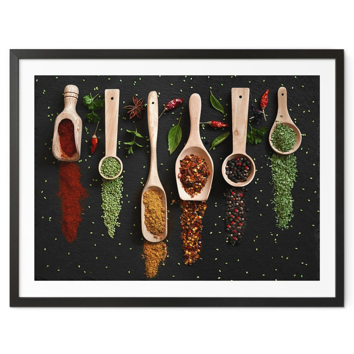 Poster Kräuter und Gewürze auf Holzlöffel - Dingemans - WA406924