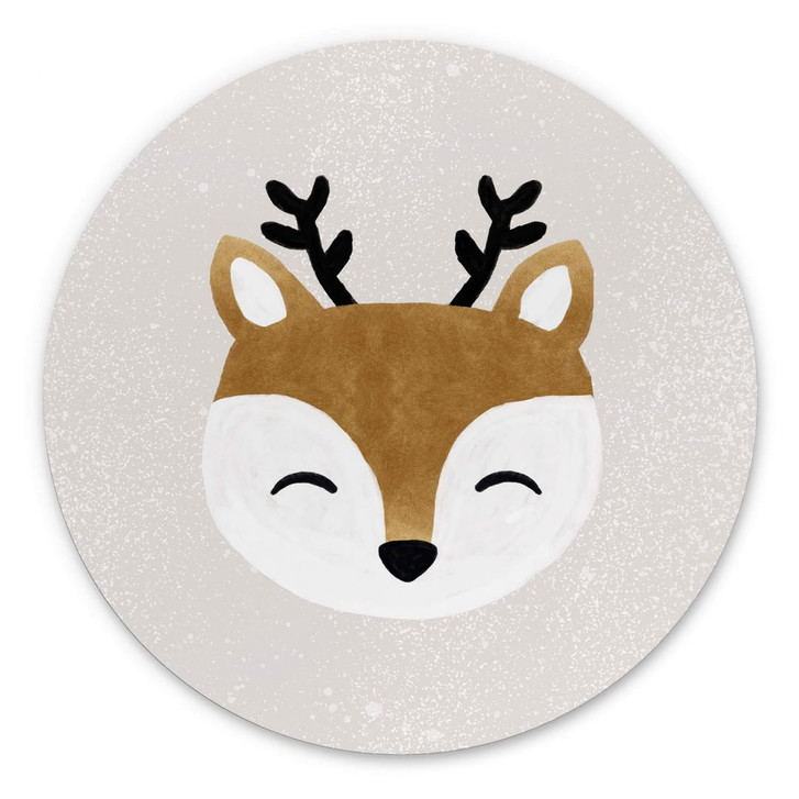 Wandbild Niedliches Rentier - Alu-Dibond Rund - Orara Studio - WA394817