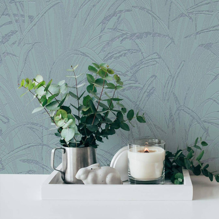 A.S. Création Tapete mit Gräsern #Hygge Vliestapete botanisch metallic, blau - WA329789