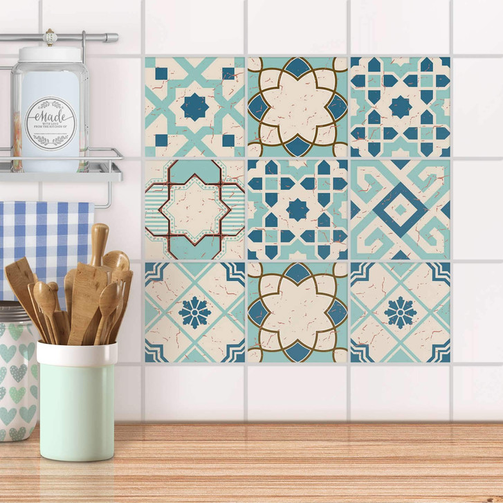 Fliesenaufkleber Set - Mediterranean Tile Set - Emerald Green - CR102038