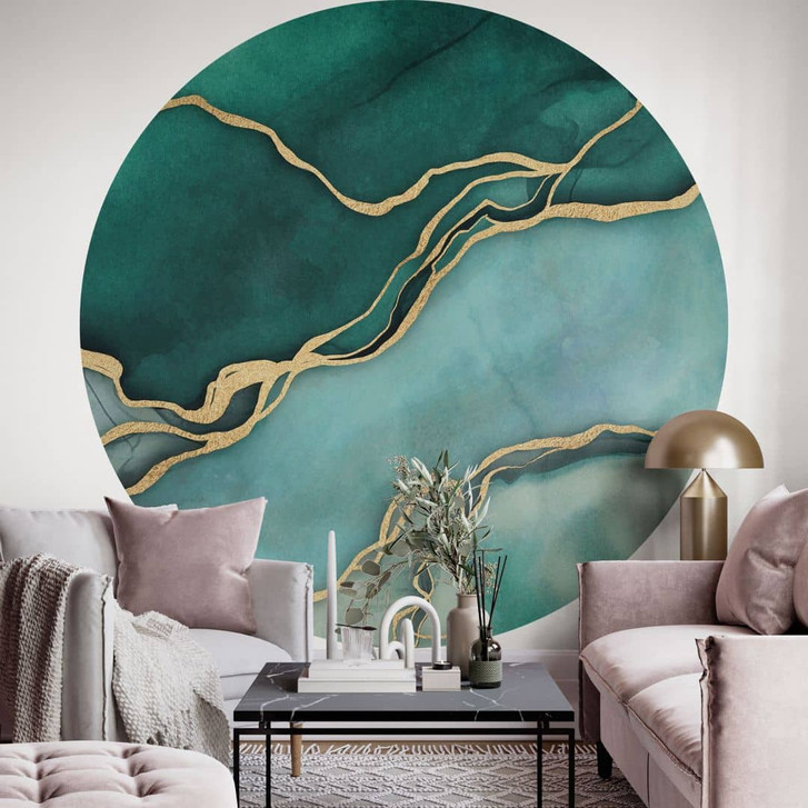 Fototapete Marmor in Gold-grün - Haase - Rund - Selbstklebend/Vlies - WA467966