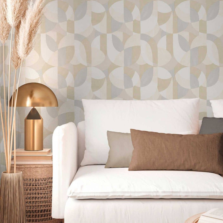 Geometrische Mustertapete in Beige Grau Weiss – Moderne Vliestapete dezent & stilvoll - WA456568