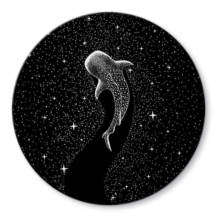 Glasbild Walhai im Ozean der Sterne - Cakir - Rund - WA443716