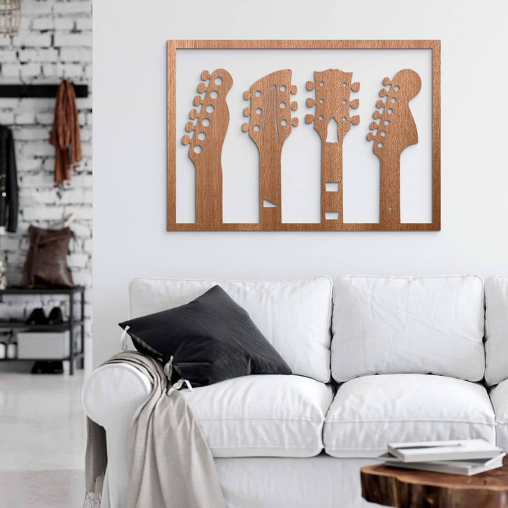 Holzdeko Musikinstrument - Gitarre-Kopfplatte - Mahagoni - WA417077