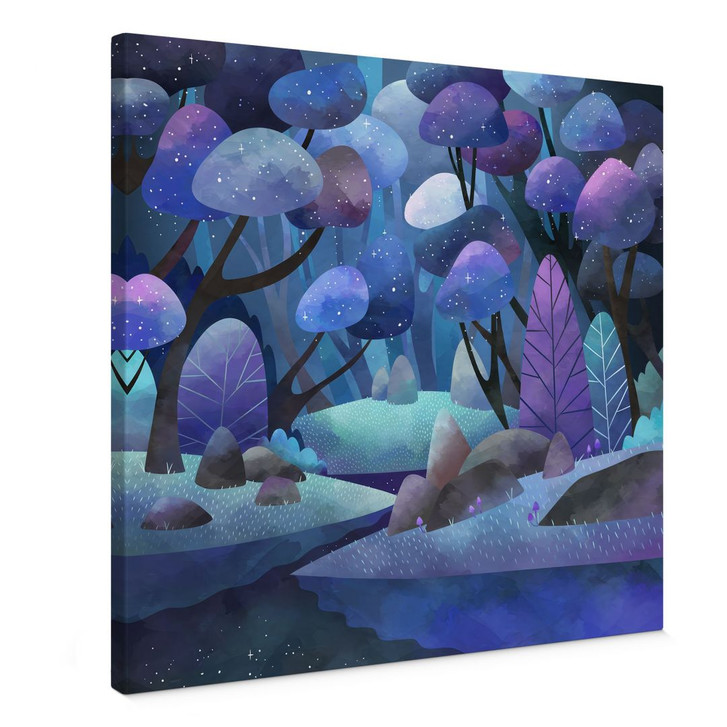 Leinwandbild Zauberwald in Mitternachtsblau - DigitalArtsi - WA487470