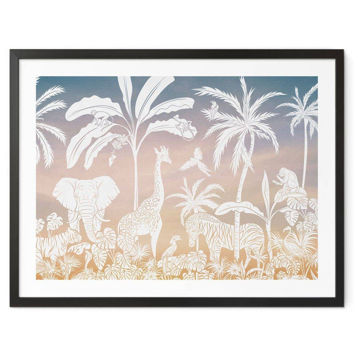 Poster Dschungelparadies mit Wildtieren - Ombre - Kikki Belle - WA448133