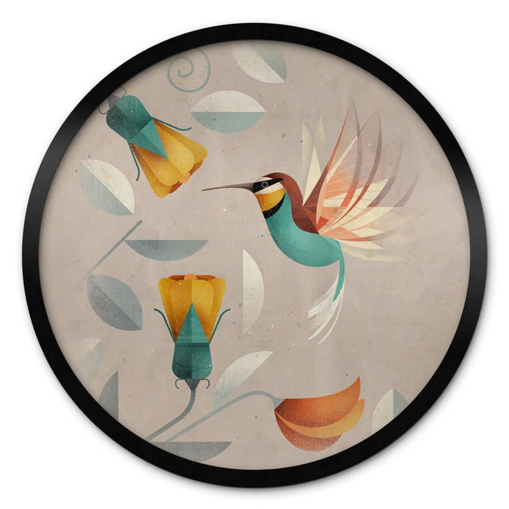 Poster Vogelbild - Kolibri Rund - Braun - WA408044