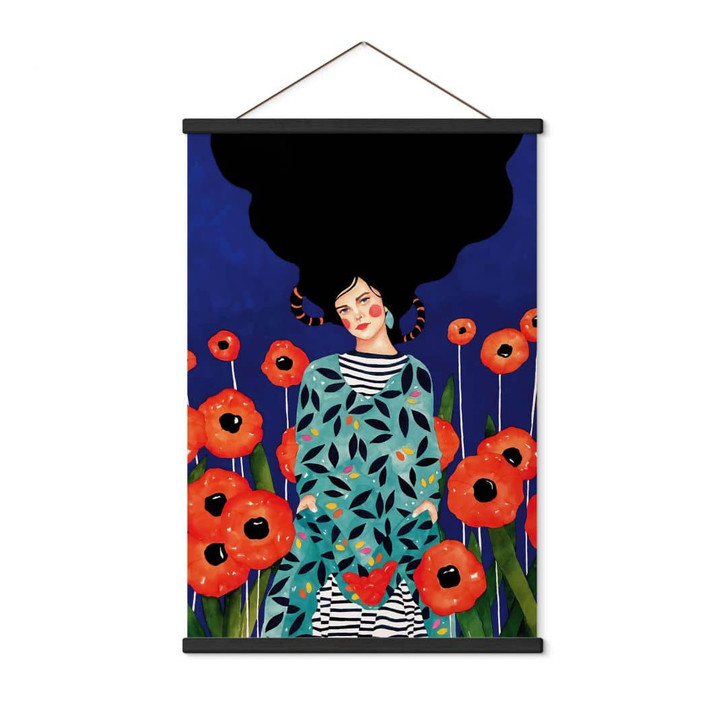 Stoffbild Porträt im Mohnblumenfeld - Hülya - WA486217