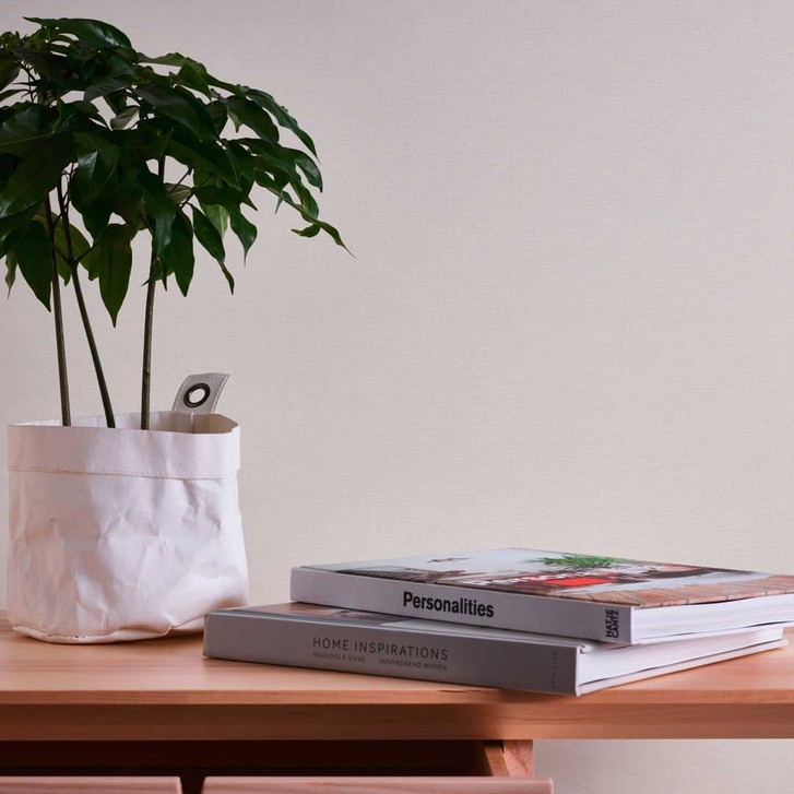 Unitapete Leinen-Look Weiss - Tapete Gewebe-Optik - Vliestapete mit Struktur - WA396965