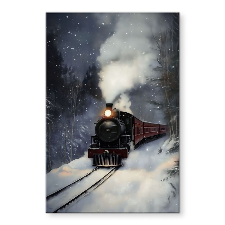 Acrylglasbild Dampflok im verschneiten Wald - Melloi Art Prints - WA490738