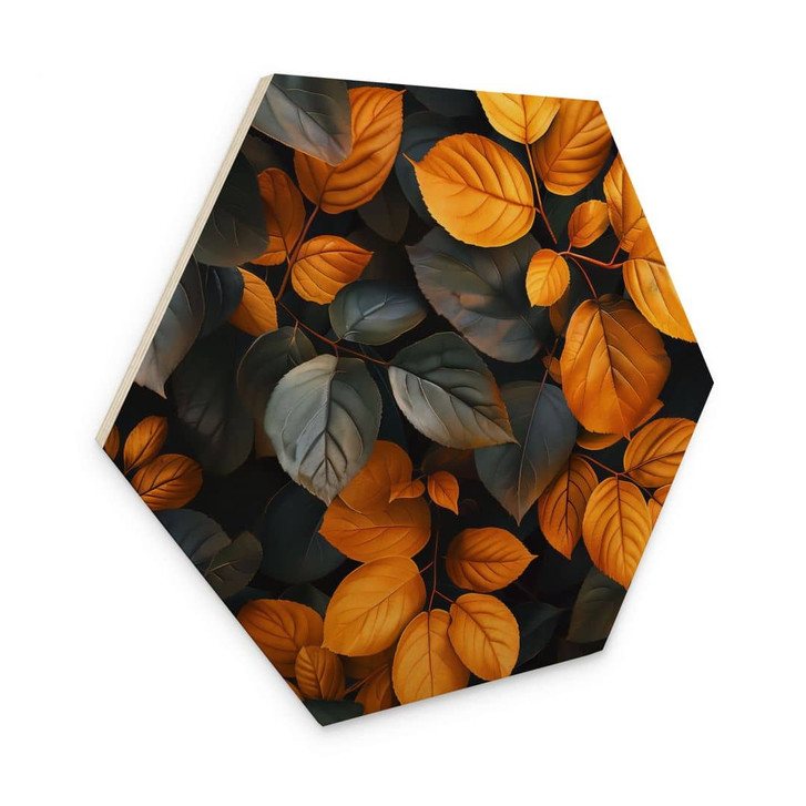 Hexagon Holzbild Leuchtende Blätterpracht im Herbst - Jaszke - WA456156