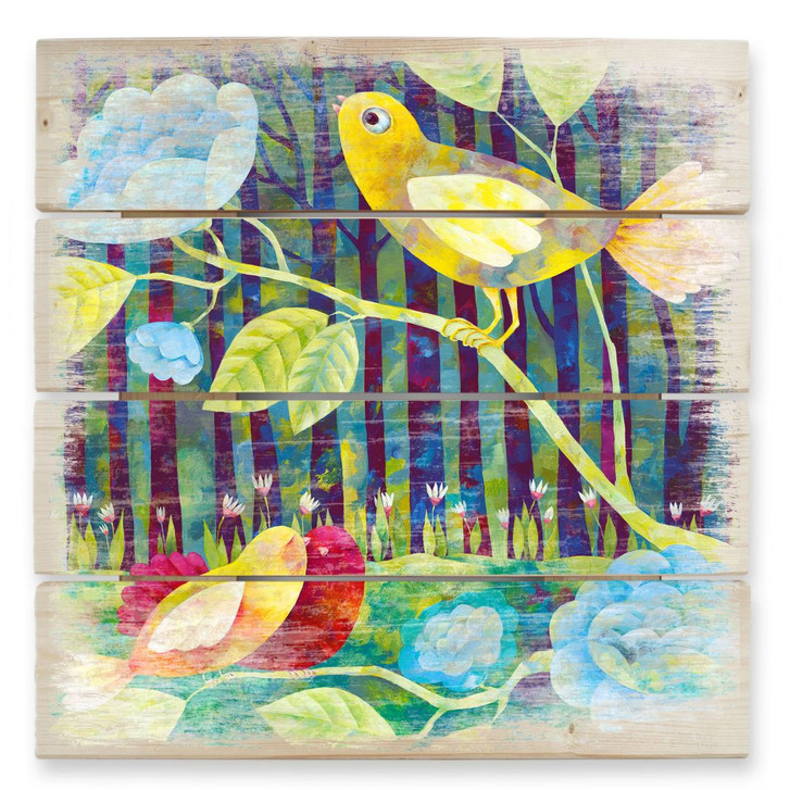 Holzbild Blanz - Vögel im Wald - 40 x 41.5 cm - WA131882