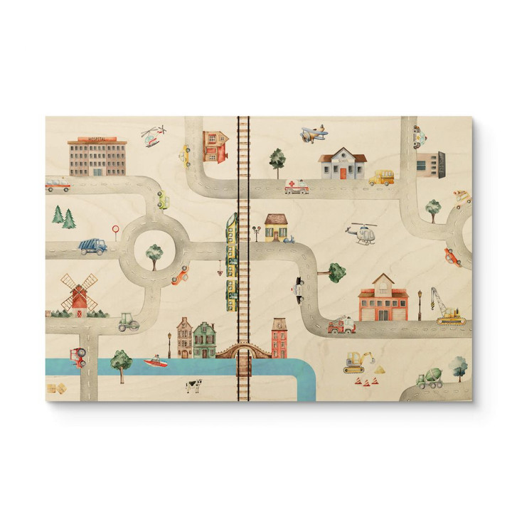 Kinderzimmer Holzbild Oliver Robins - Spielstrasse - WA356181