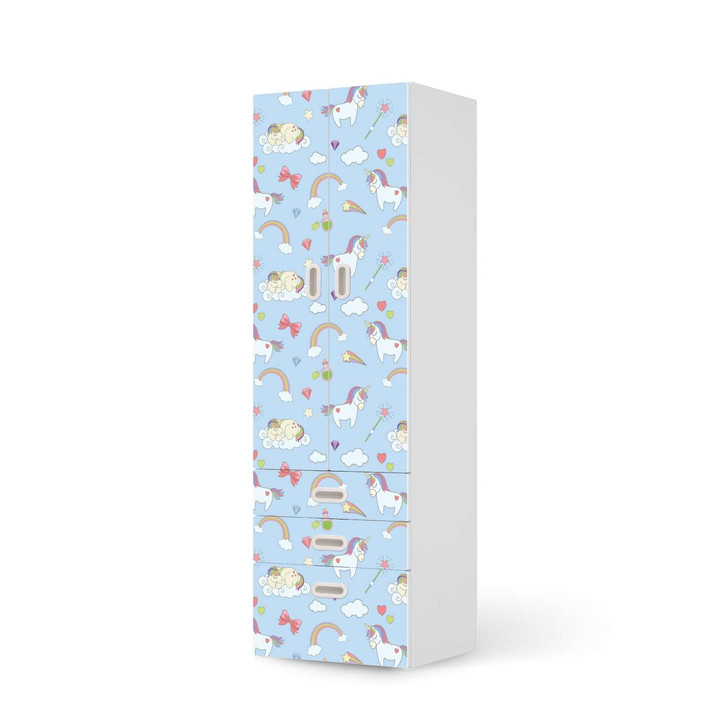 Klebefolie IKEA Stuva / Fritids - 3 Schubladen und 2 grosse Türen - Rainbow Unicorn - CR111924