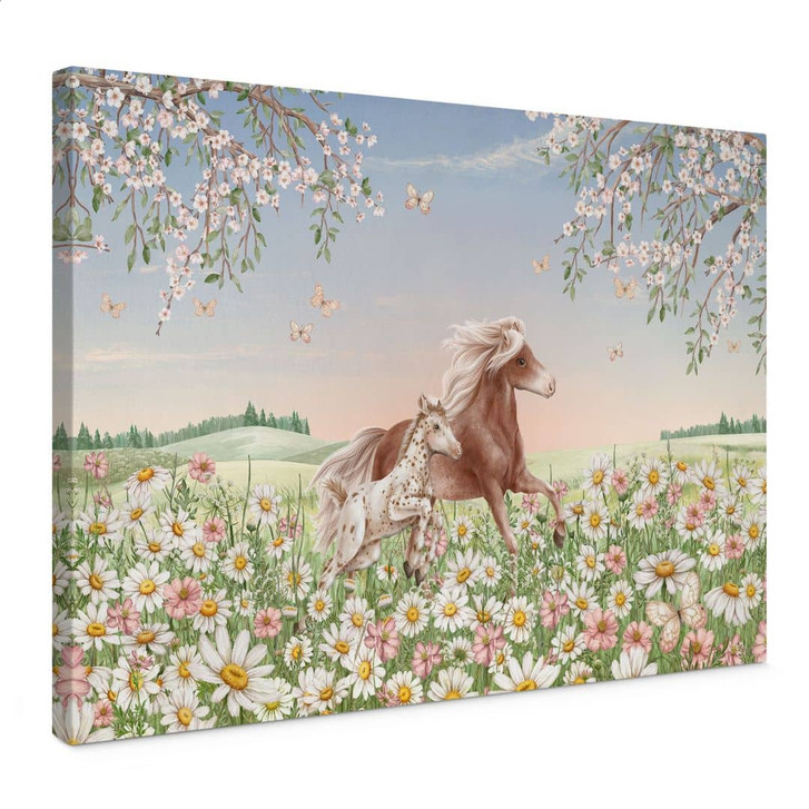 Leinwandbild Pferde auf der Blumenwiese - Kikki Belle - WA496697