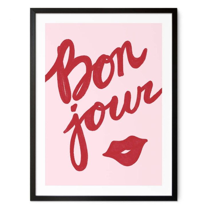 Poster Bonjour mit Kussmund - Fritsch - WA406548