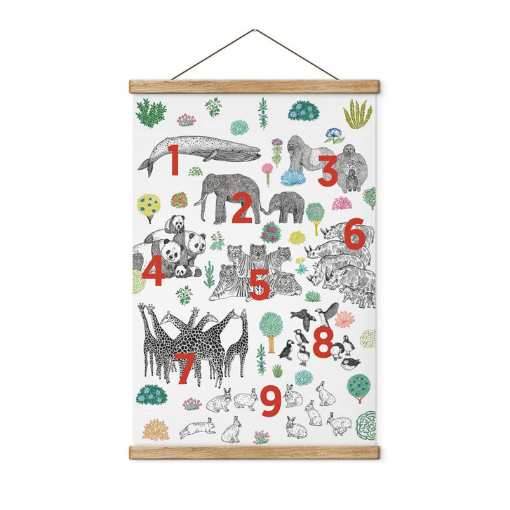 Stoffbild Illustration von Zootieren mit Zahlen - Walentynowicz - WA429319