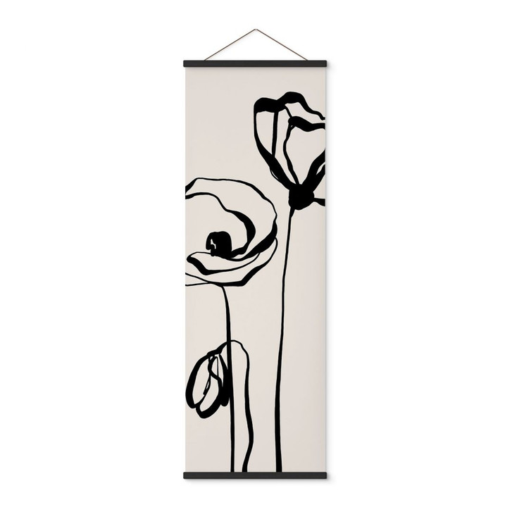 Stoffbild Line Art Zwei Mohnblumen - Cats & Dotz - Panorama - WA500204