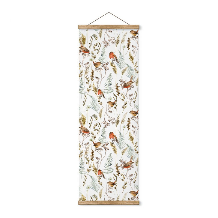 Stoffbild Spatzen und Rotkehlchen - UN Designs - Panorama - WA429351