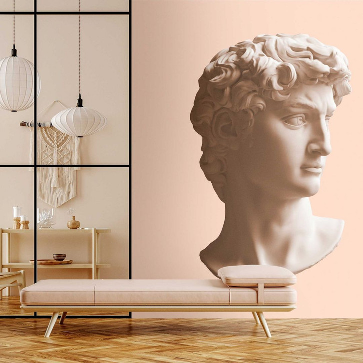 Fototapete mit Klassische Büste auf Apricot - Vliestapete mit historischem Flair - WA386026
