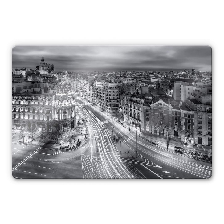 Glasbild Javier - Madrid bei Nacht - WA244922