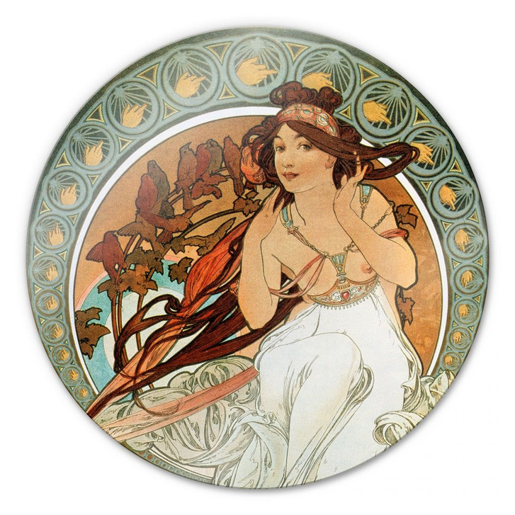 Glasbild Mucha - Vier Künste: Die Musik - rund - WA125858