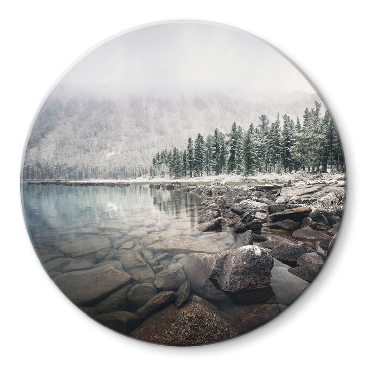 Glasbild Winterwald am See - Rostovskiy - Rund - WA494961