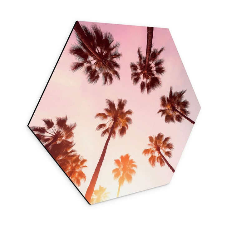 Hexagon Wandbild California Dreaming mit Palmen-Blick - Hugonnard - Alu-Dibond - WA464826