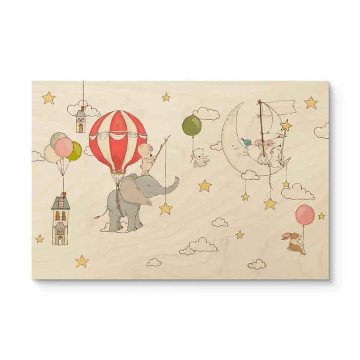 Holzbild Fliegende Tiere mit Heissluftballon - Skellern - WA401555